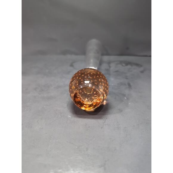 Peach Amber Bullicante Vase, Art Glass Bud Vase, 10", Controlled Bubbles Base - Picture 7 of 9